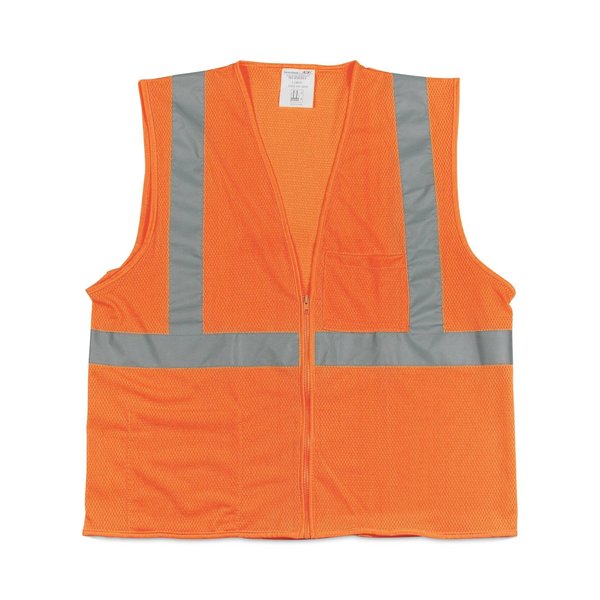 Pip ANSI Class 2 Two-Pocket Zipper Mesh Safety Vest, Polyester Mesh, Large, Orange 302-0702Z-OR/L